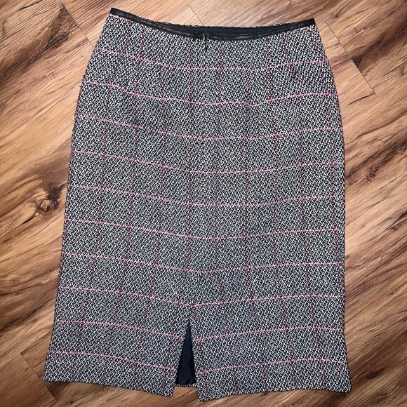 Vintage Talbots Gray Pink Plaid Pencil Skirt Classic Check Print Casual Size 4 - Picture 2 of 12